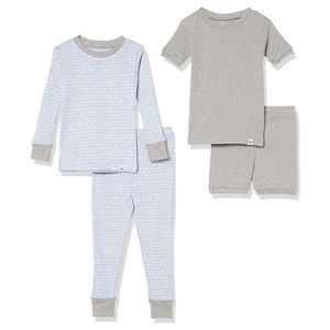 HonestBaby 4-Piece Organic Cotton PJ Set, Kentucky Blue Linear Dot